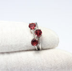 silver rubylite 3 stone ring