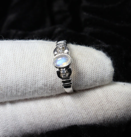 silver moonstone and diamond accents