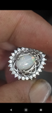 Coober pedy australian opal solid  set in 18k w gold/silver ring